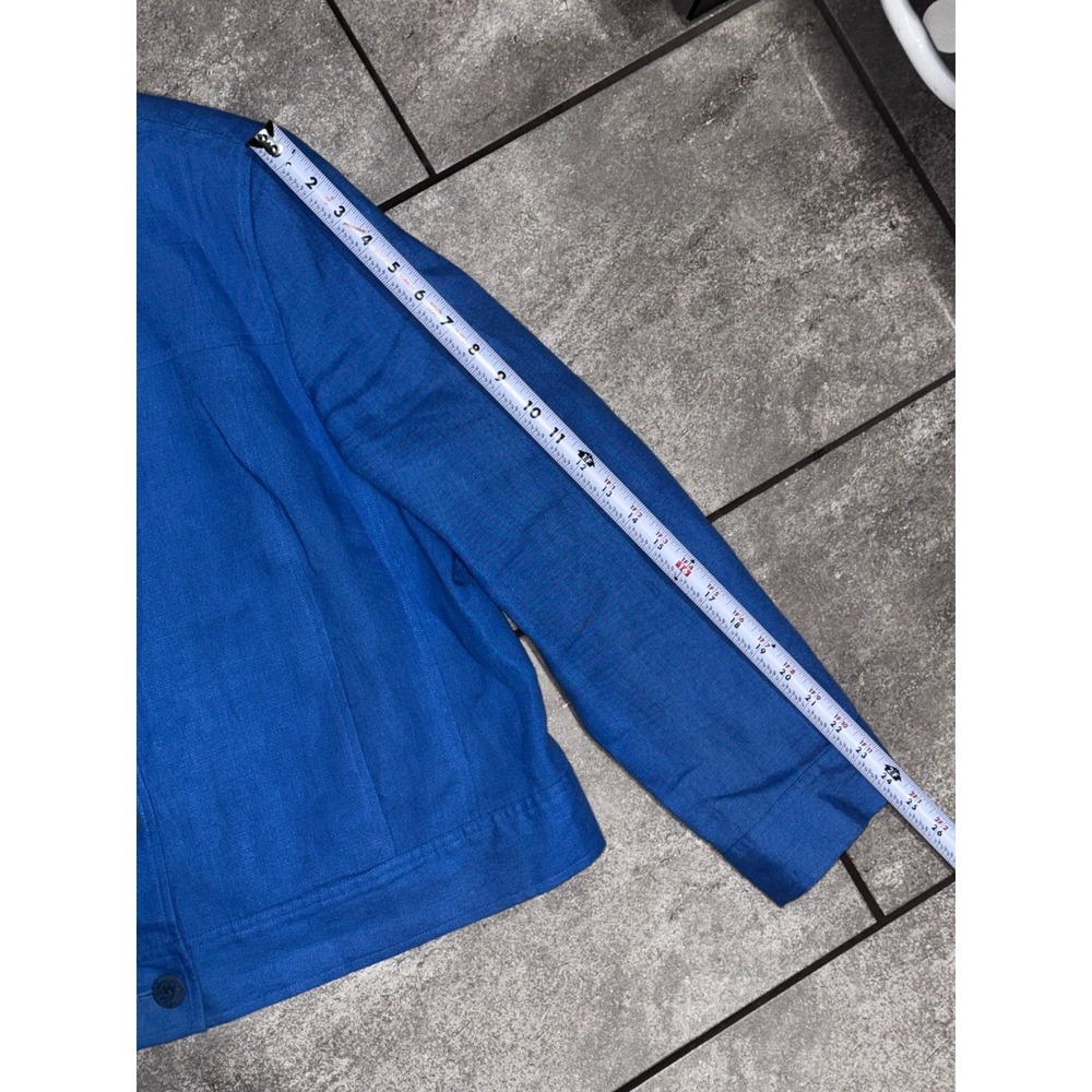 Talbots 100% Irish Linen Bright Blue Button Front Crop Jacket Sz 20 Mint EUC - Picture 10 of 13